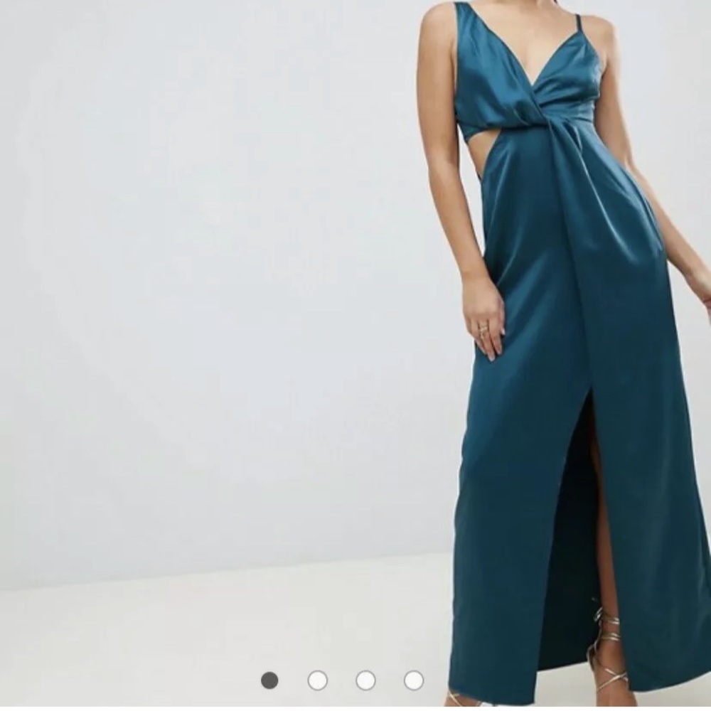 asos design satin maxi dress teal